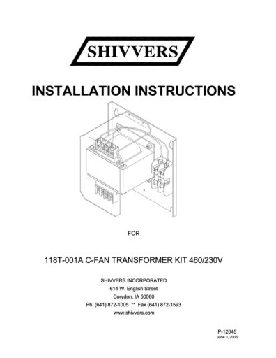Transformer Kit, C-Fan 460-230V Installation | Shivvers